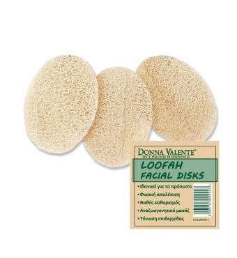 DONNA VALENTE ΣΦΟΥΓΓΑΡΑΚΙΑ ΠΡΟΣΩΠΟΥ ΓΙΑ ΠΗΛΙΓΚ / 100% NATURAL LOOFAH 3ΤΜΧ