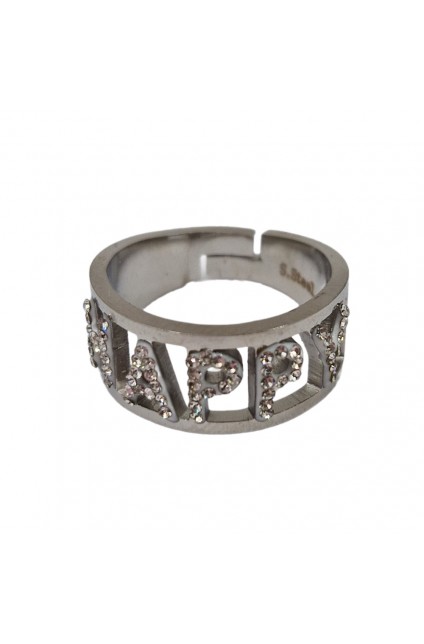 MYLOVLY Message Ring Happy Silver
