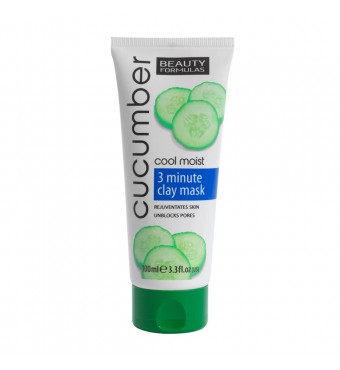 BEAUTY FORMULAS 3λεπτη καθαριστική και ενυδατική μάσκα με εκχύλισμα αγγουριού και άργιλο - 100ml
