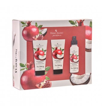PRIMO BAGNO Beauty Box 3pcs Pomegranate Coconut Body Mist 150ml, Shower Gel 150ml & Body Lotion 100ml