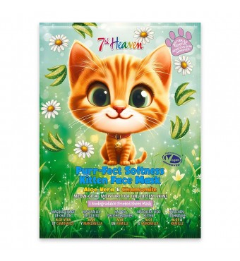 7th Heaven Face Food Kitten Sheet Face Mask Cucumber And Aloe Soothing Mask To Soften And Hydrate Skin